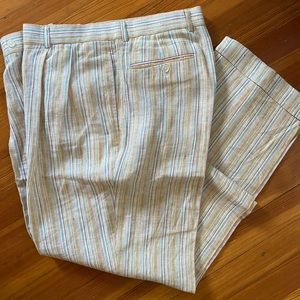 Mens linen dress pants. Colorful stripe. 36Rx 32L